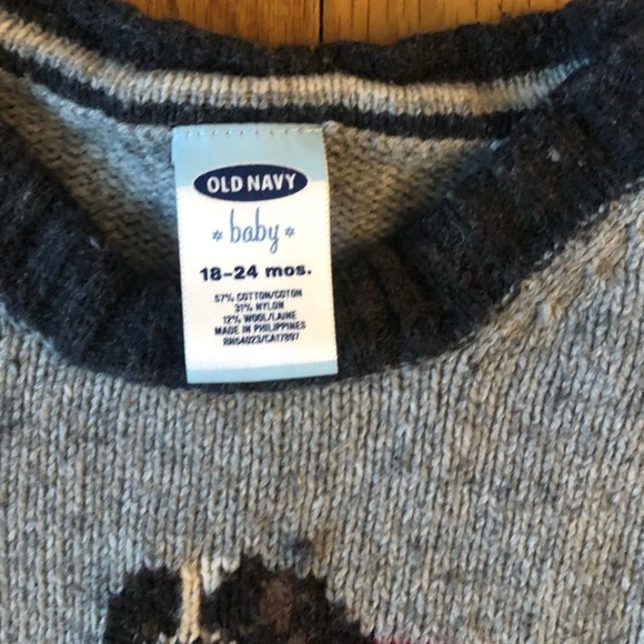 Old Navy Baby St Bernard in Red Scarf Long Sleeve Gray Cotton Wool Blend Sweater - Picture 4 of 4